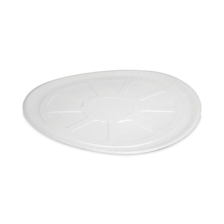 Pactiv Evergreen Pressware Paperboard Trays, 16.5" Diameter x 0.63"h, White/Brown Specs, PK150 PCS01705